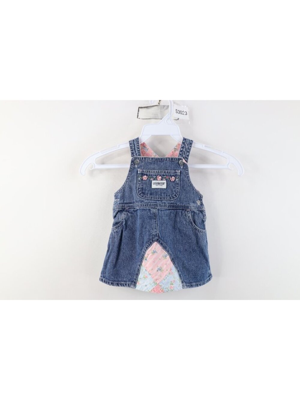 Vintage OshKosh B'Gosh Baby Girl 3-6 Months Flower Patch Denim Overalls Dress